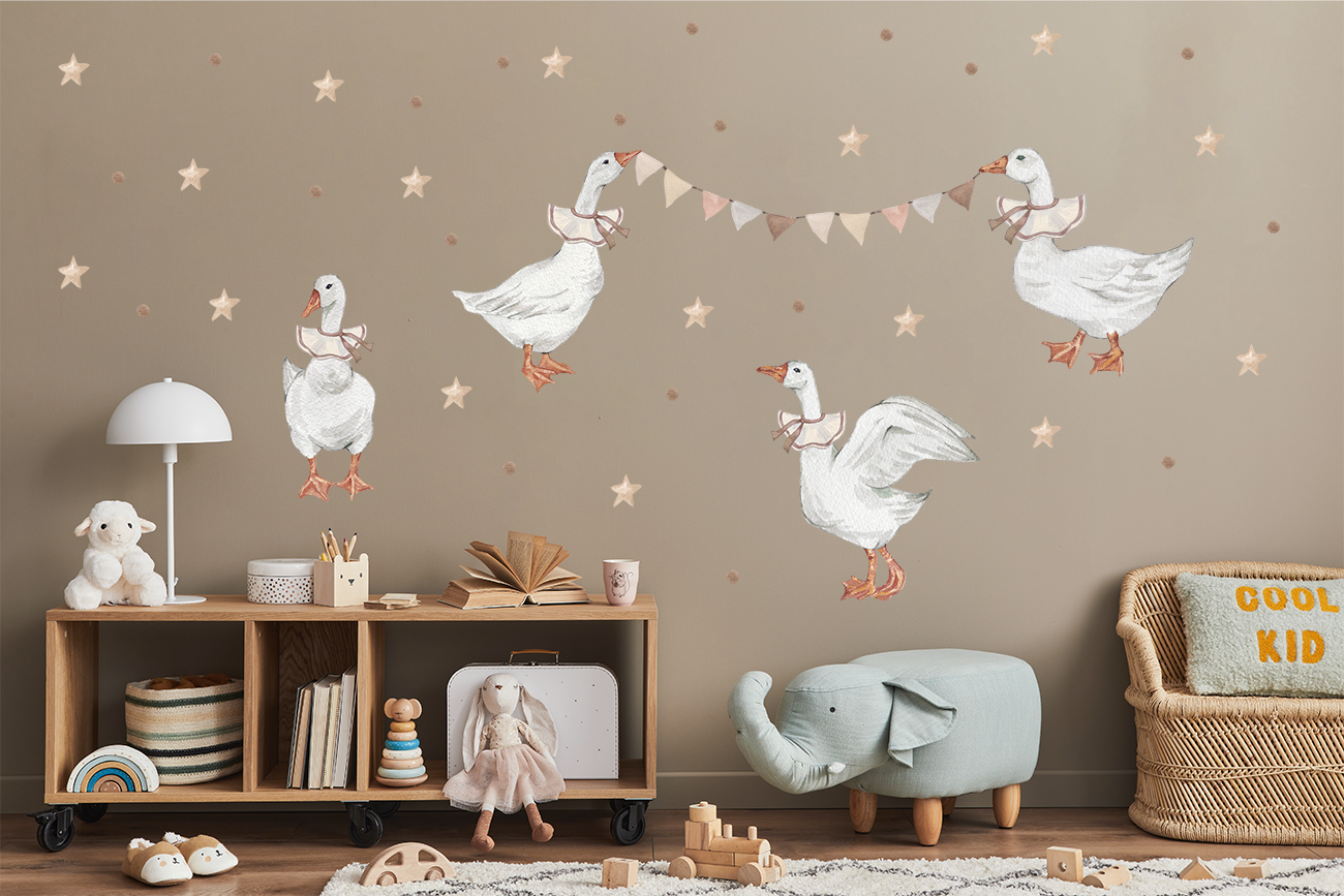 Naklejki na ścianę gęsi gąski gęś boho gwiazdki groszki - obrazek 6