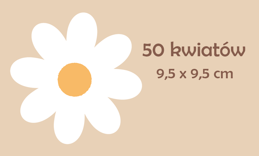 Naklejki na ścianę stokrotki, białe kwiatki, kwiaty, 50 szt - obrazek 6