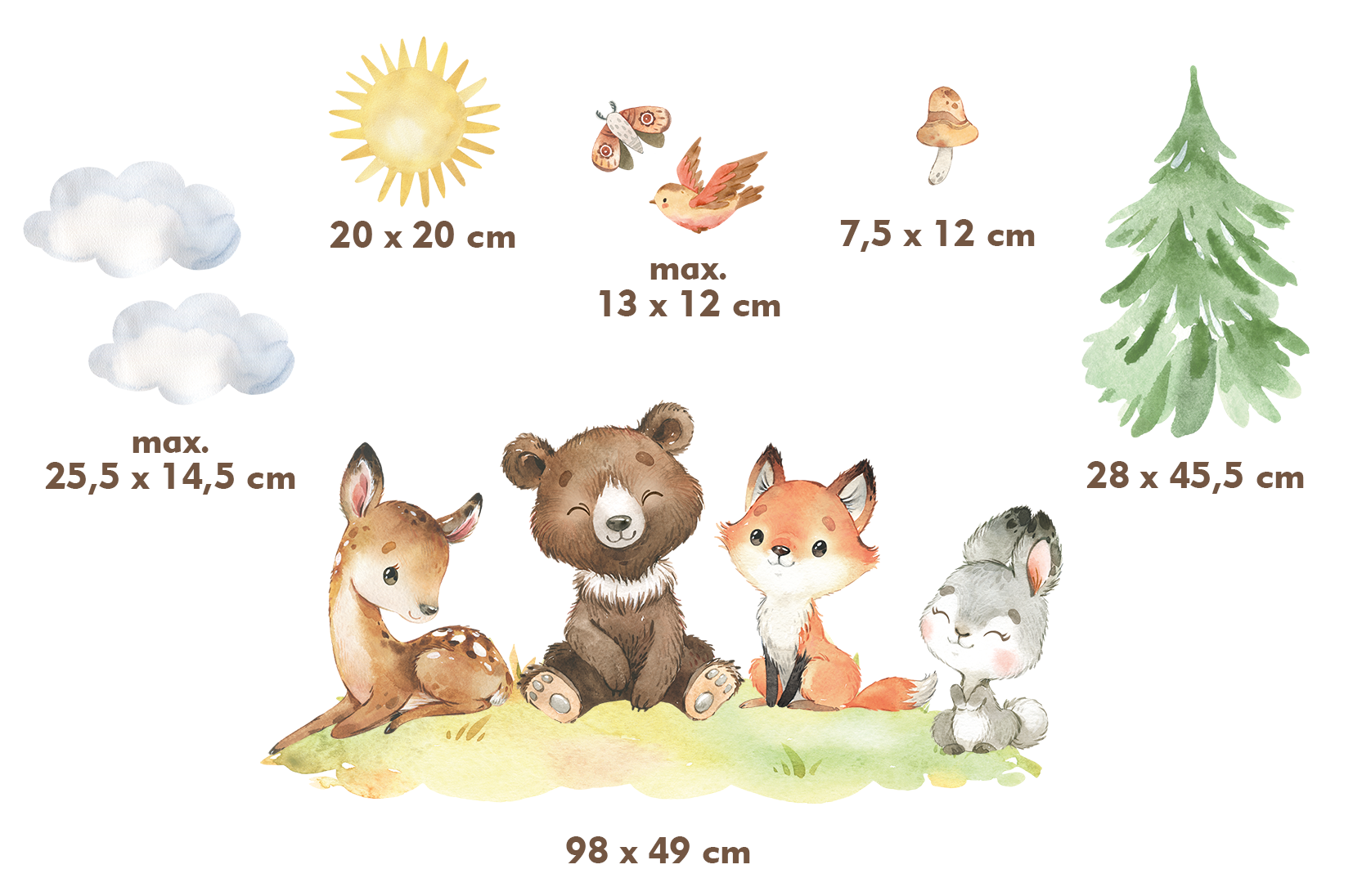 Naklejki na ścianę dla dzieci zwierzęta leśne duże - obrazek 7